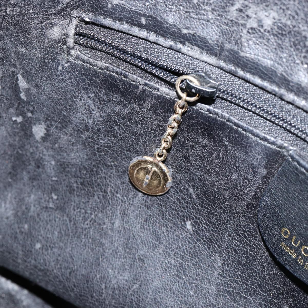 GUCCI Bamboo Hand Bag Leather Black Gold 001 0166 1638 Auth 150344