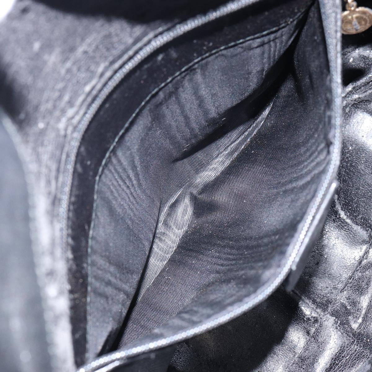 GUCCI Bamboo Hand Bag Leather Black Gold 001 0166 1638 Auth 150344