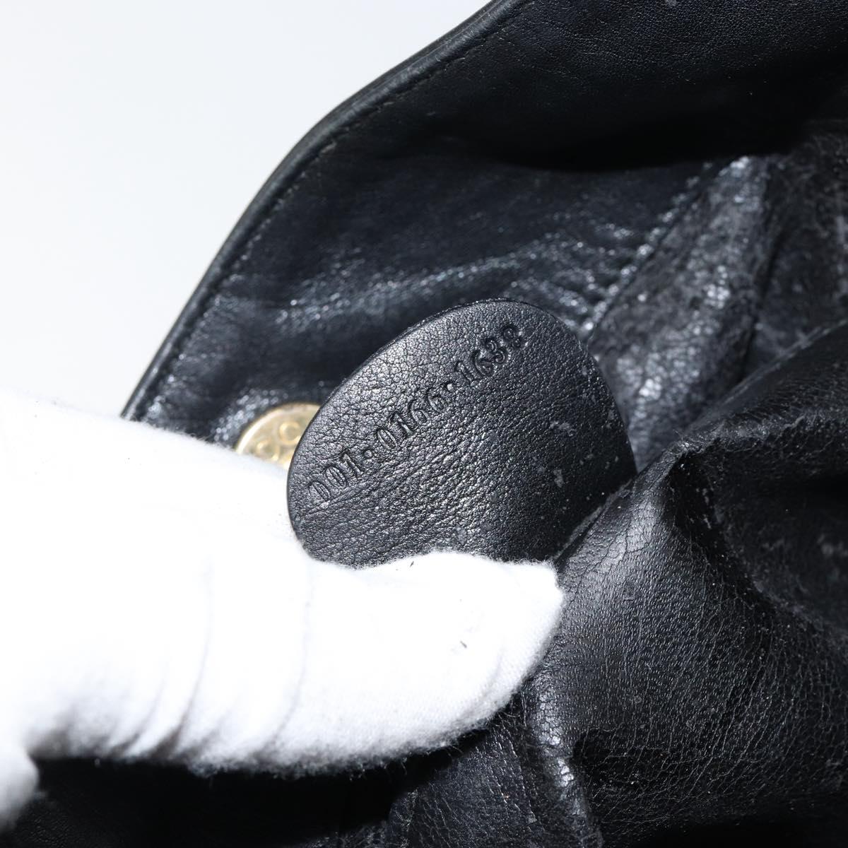 GUCCI Bamboo Hand Bag Leather Black Gold 001 0166 1638 Auth 150344