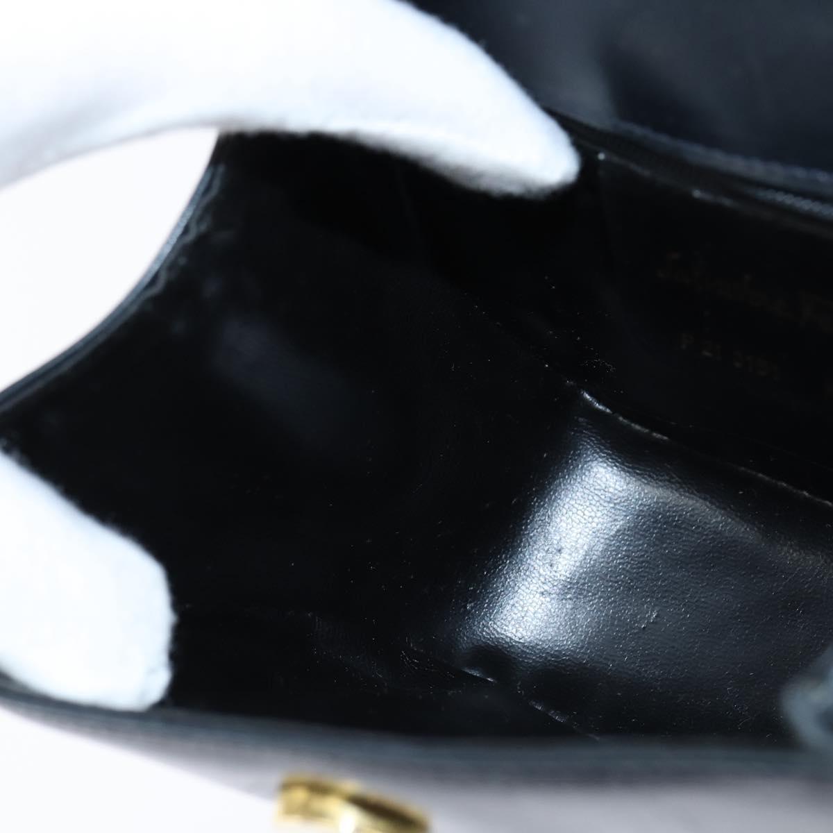 Salvatore Ferragamo Gancini Shoulder Bag Leather Navy Gold Auth 150345