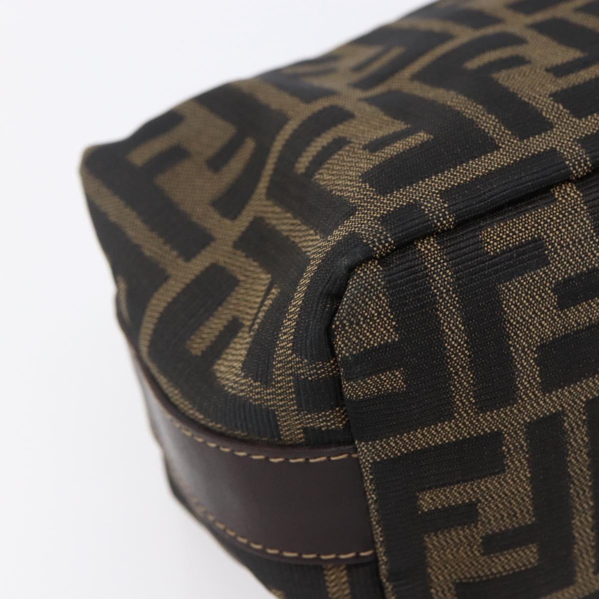 FENDI Zucca Canvas Vanity Hand Bag Black Brown Auth 150348