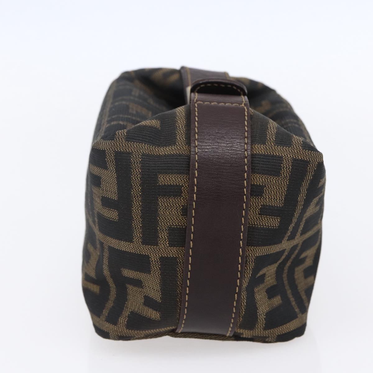 FENDI Zucca Canvas Vanity Hand Bag Black Brown Auth 150348