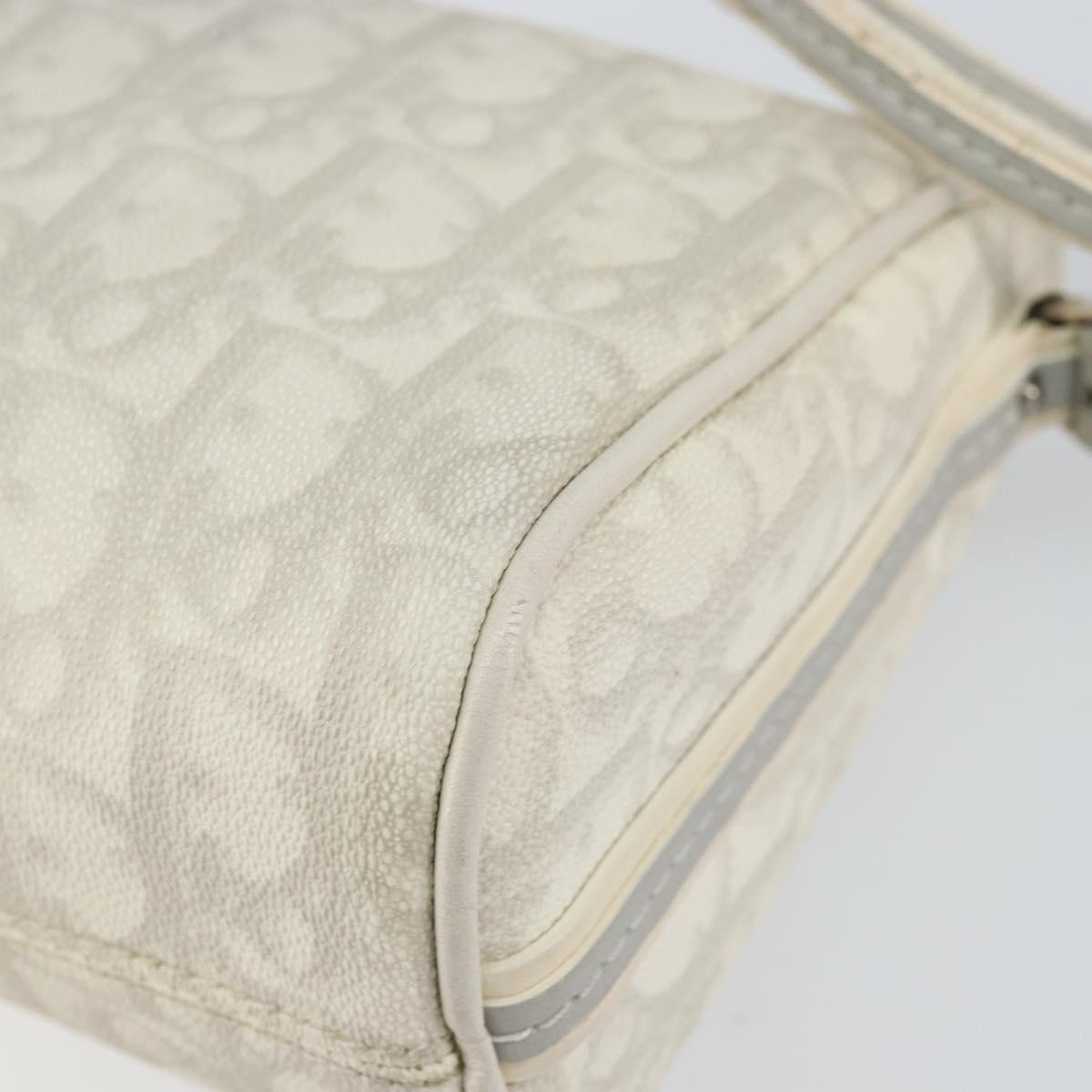 Christian Dior Romantic Trotter Canvas Shoulder Bag PVC White Silver Auth 150352V