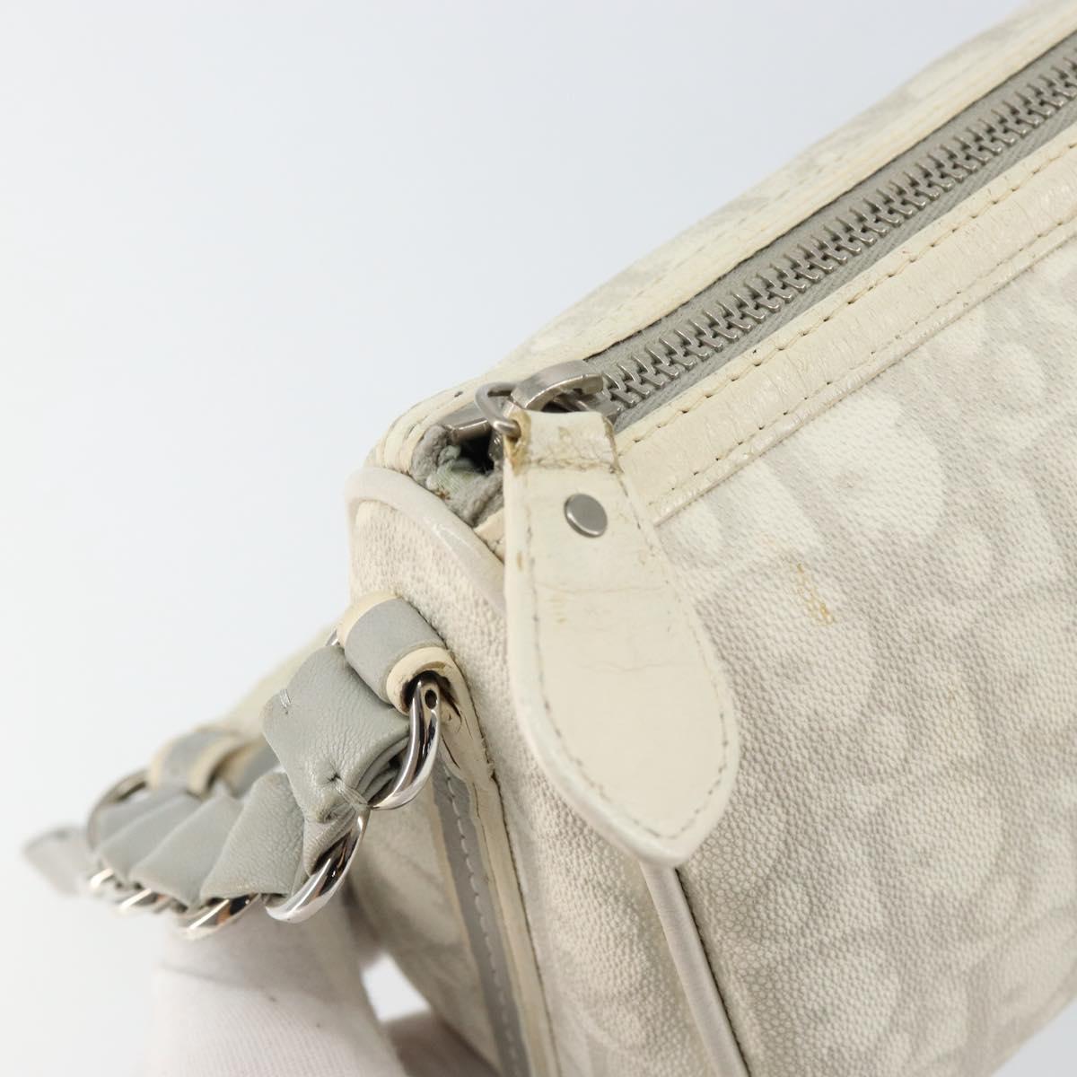 Christian Dior Romantic Trotter Canvas Shoulder Bag PVC White Silver Auth 150352V