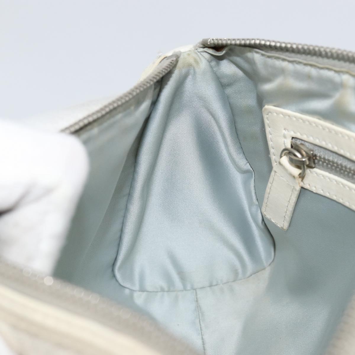 Christian Dior Romantic Trotter Canvas Shoulder Bag PVC White Silver Auth 150352V