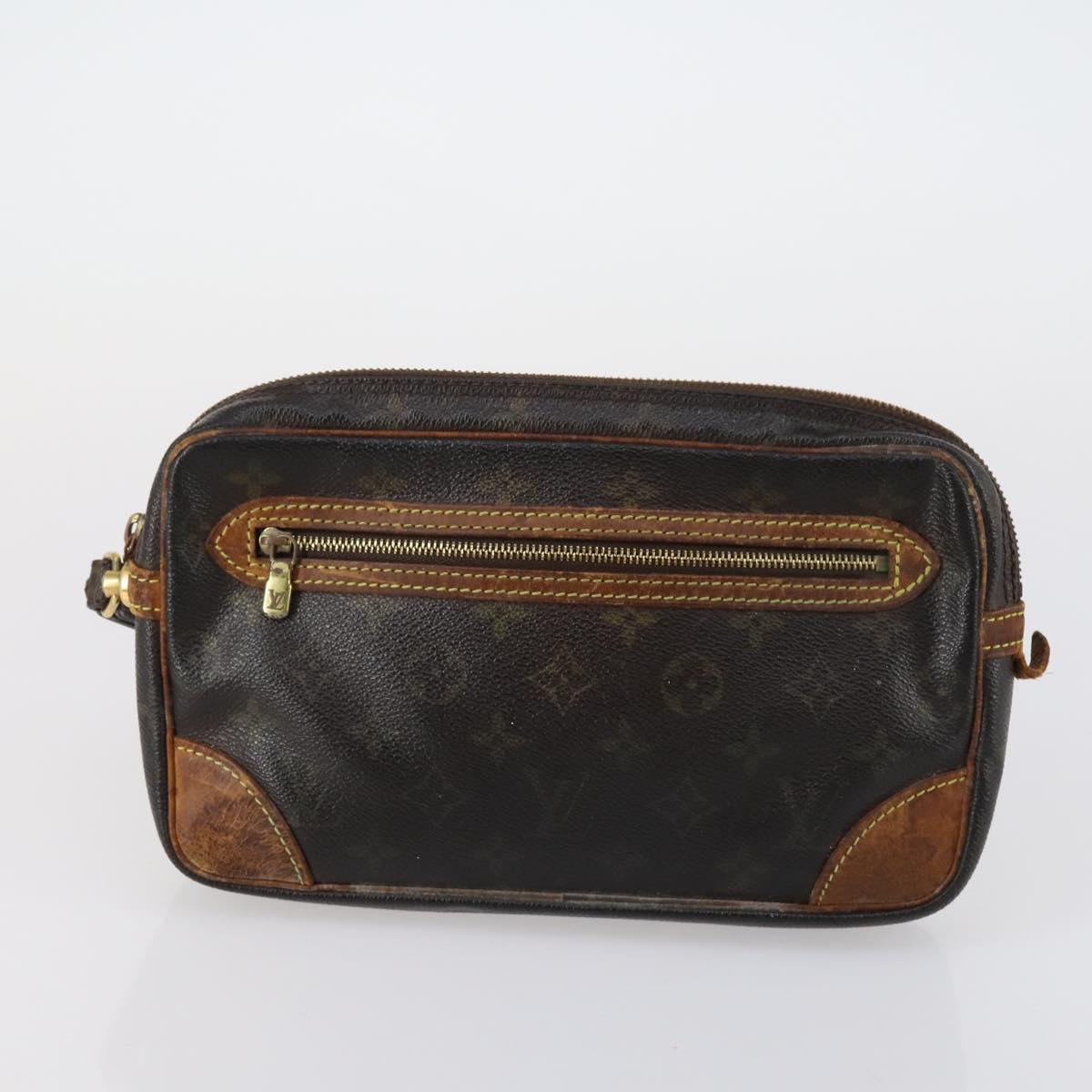 LOUIS VUITTON Monogram Marly Dragonne GM Clutch Bag 2 Set M51825 LV Auth 150355