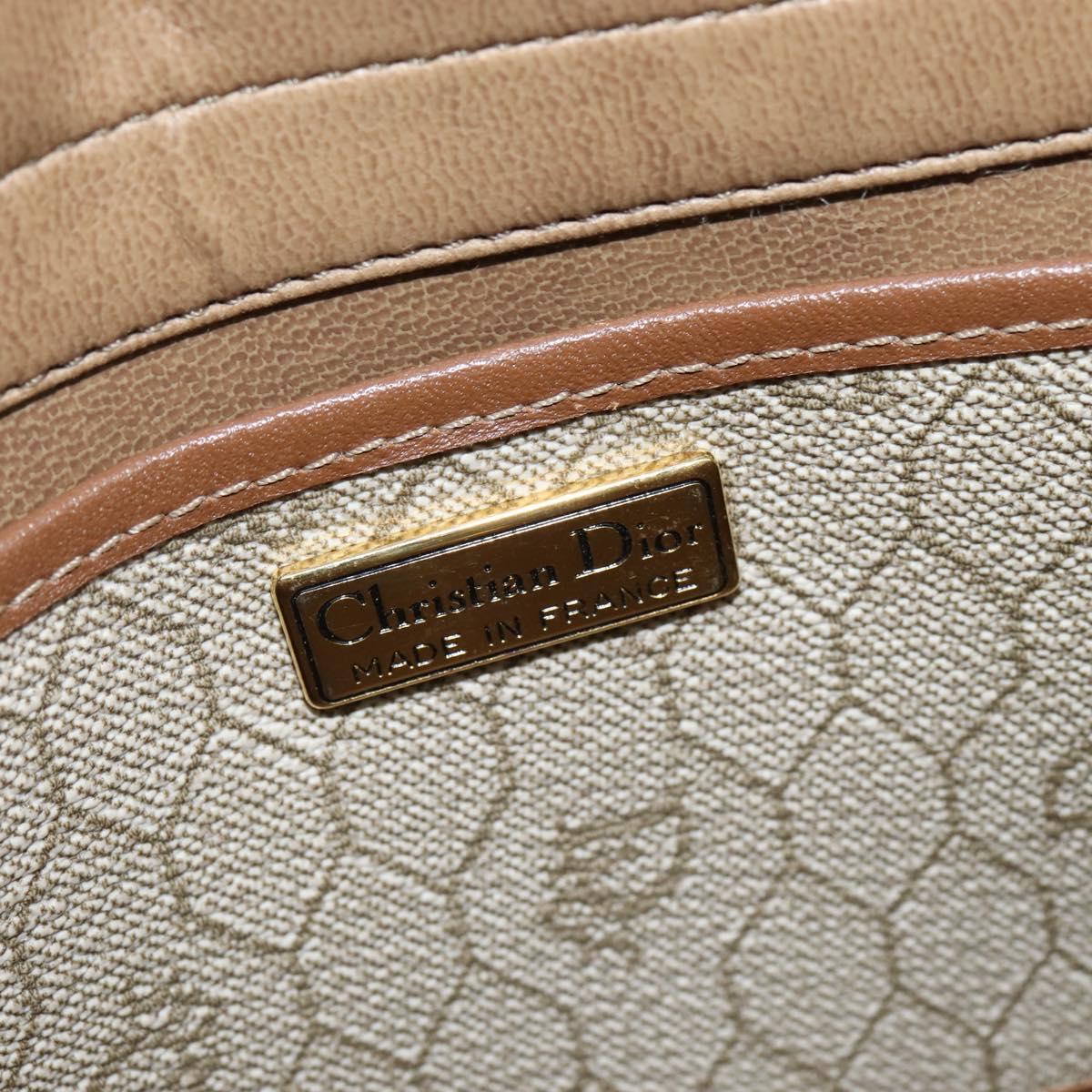 Christian Dior Honeycomb Canvas Shoulder Bag PVC Beige gold Auth 150369