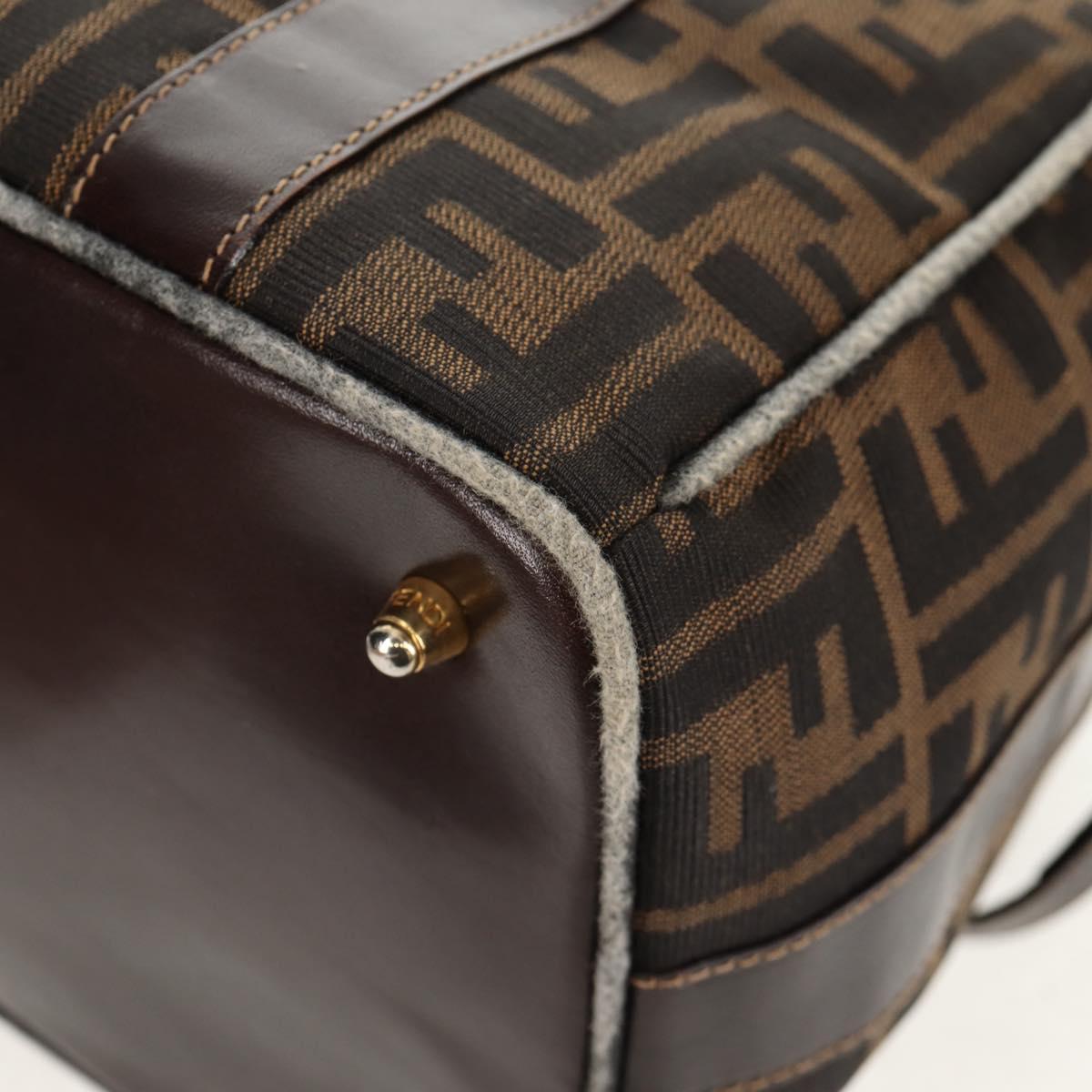 FENDI Zucca Canvas Hand Bag 2way Black Brown Auth 150372