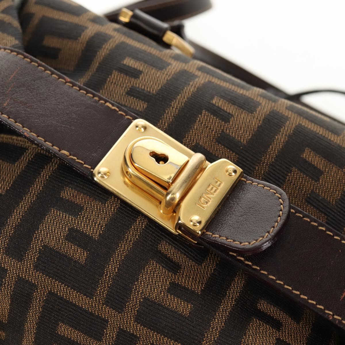 FENDI Zucca Canvas Hand Bag 2way Black Brown Auth 150372