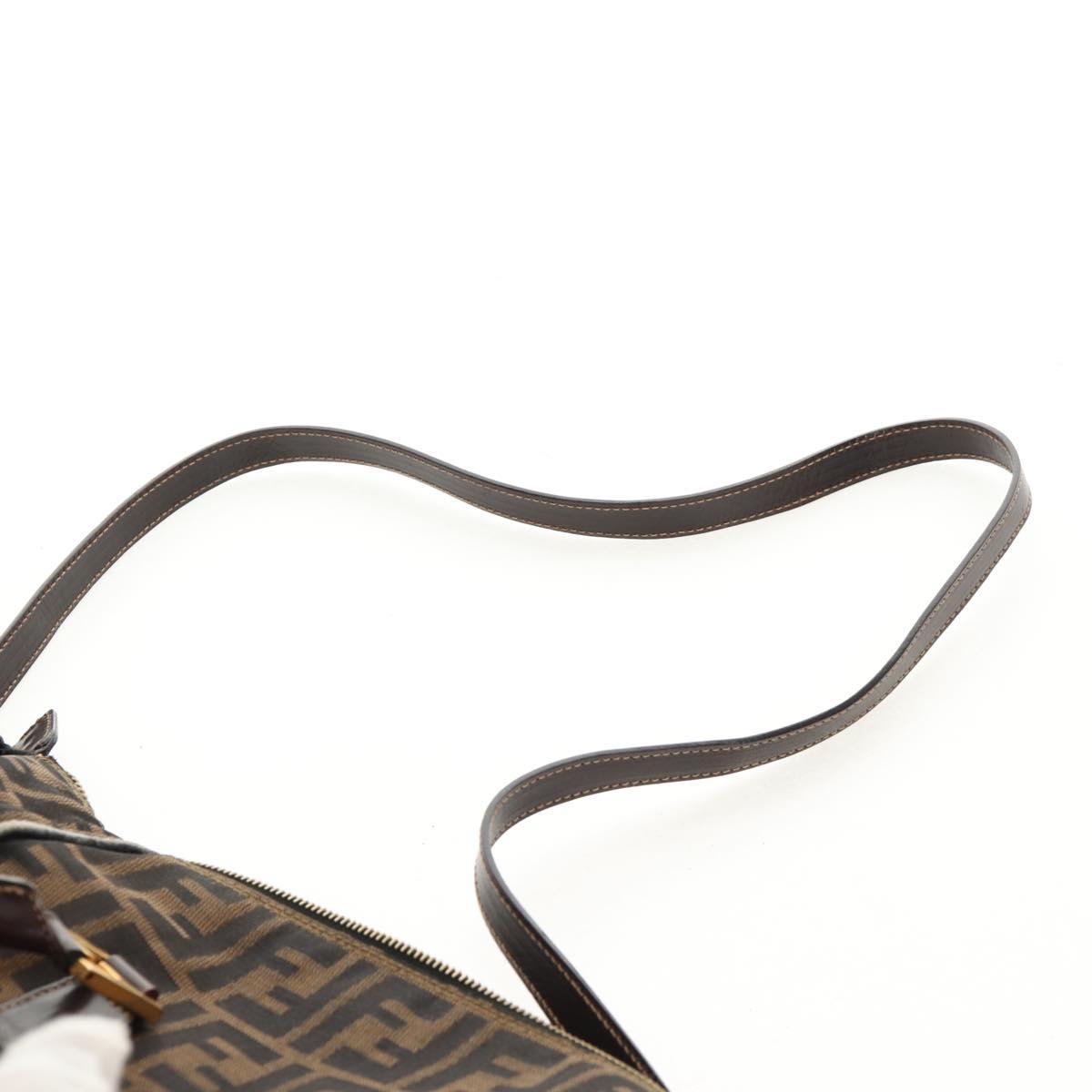 FENDI Zucca Canvas Hand Bag 2way Black Brown Auth 150372