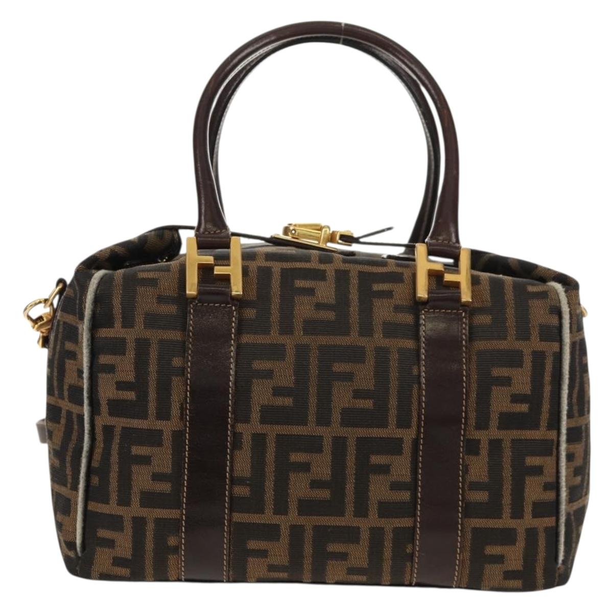 FENDI Zucca Canvas Hand Bag 2way Black Brown Auth 150372