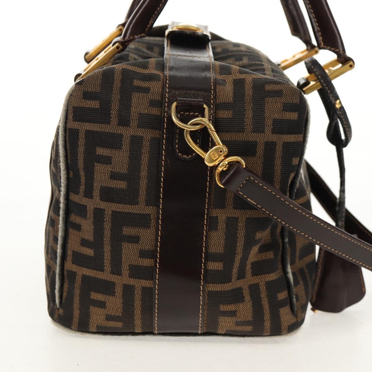 FENDI Zucca Canvas Hand Bag 2way Black Brown Auth 150372