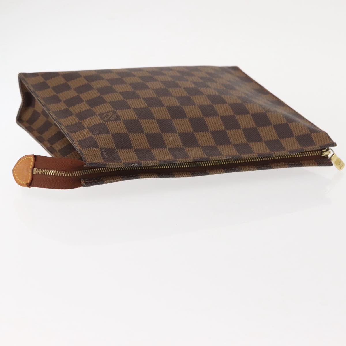 LOUIS VUITTON Damier Ebene Poche Toilette 26 Pouch N47543 LV Auth 150375