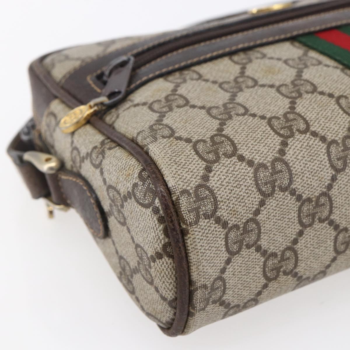 GUCCI GG Supreme Web Sherry Line Shoulder Bag PVC Beige Gold 010 378 Auth 150379