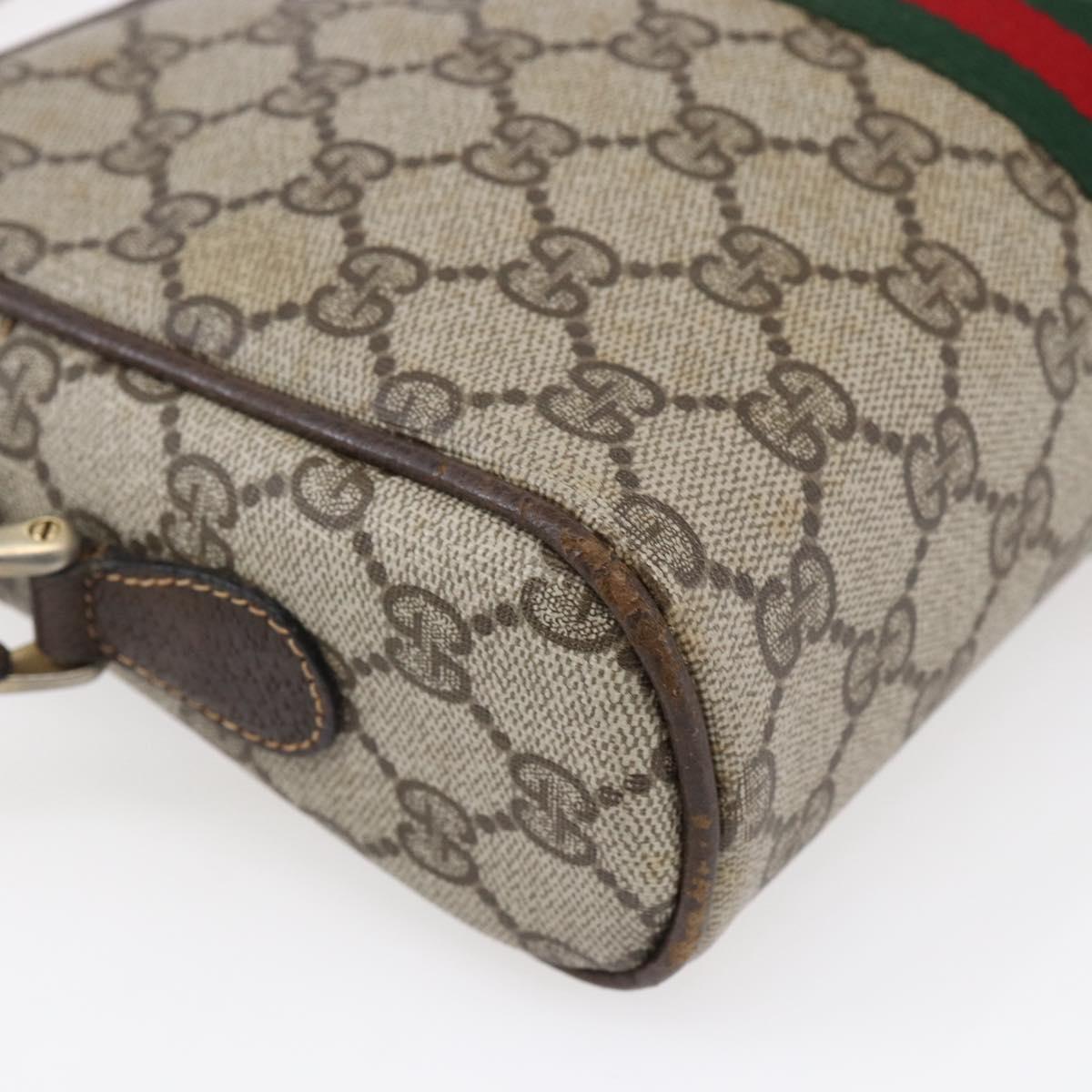 GUCCI GG Supreme Web Sherry Line Shoulder Bag PVC Beige Gold 010 378 Auth 150379