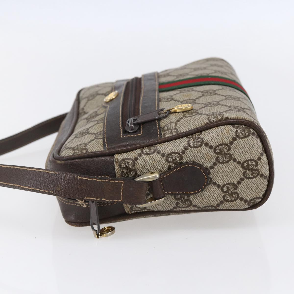 GUCCI GG Supreme Web Sherry Line Shoulder Bag PVC Beige Gold 010 378 Auth 150379
