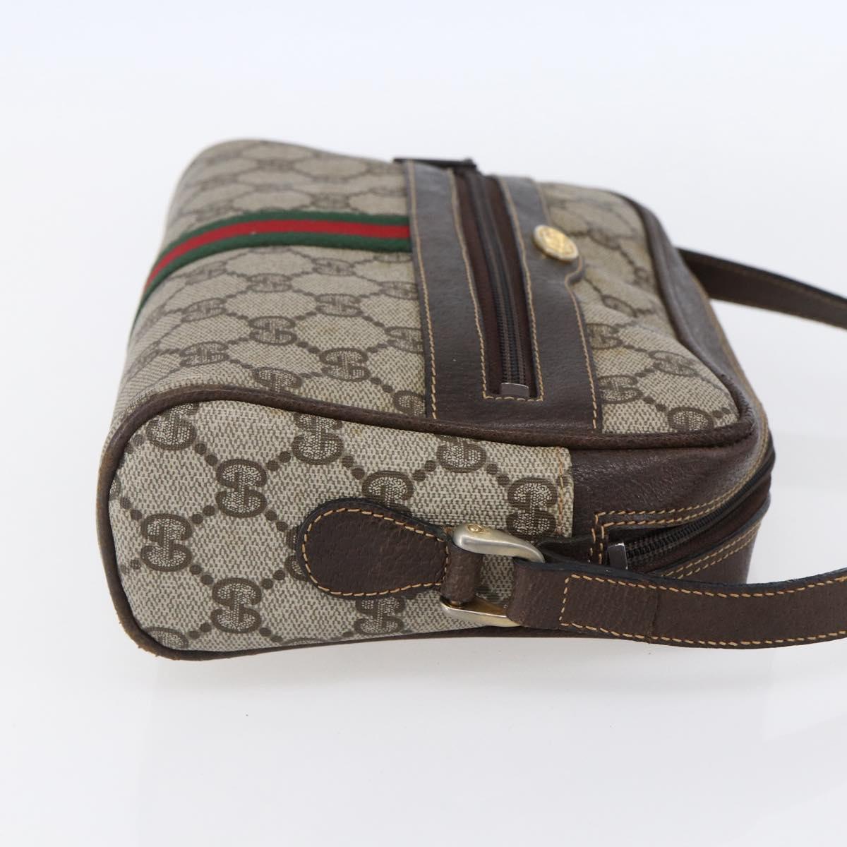 GUCCI GG Supreme Web Sherry Line Shoulder Bag PVC Beige Gold 010 378 Auth 150379