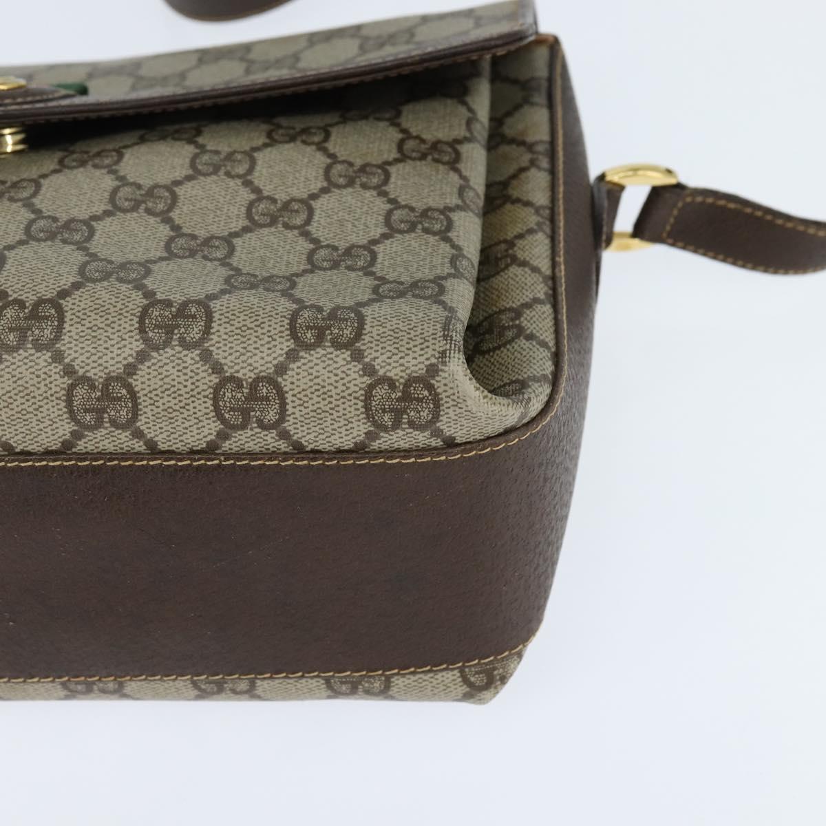 GUCCI GG Supreme Web Sherry Line Bag PVC Beige Gold 904 02 084 Auth 150380