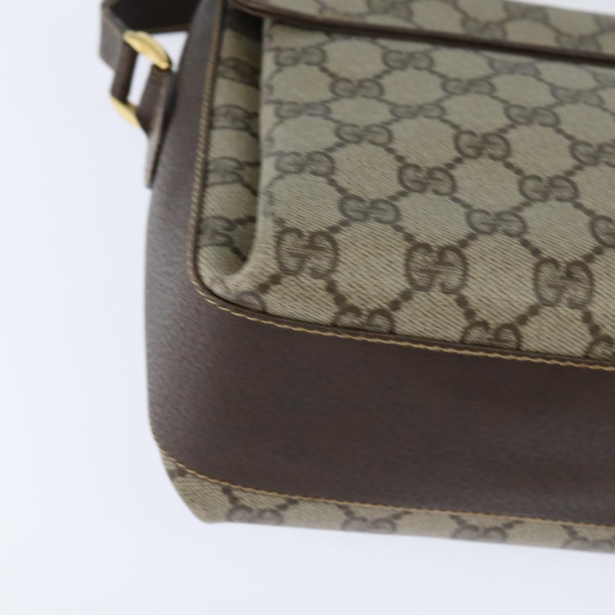 GUCCI GG Supreme Web Sherry Line Bag PVC Beige Gold 904 02 084 Auth 150380
