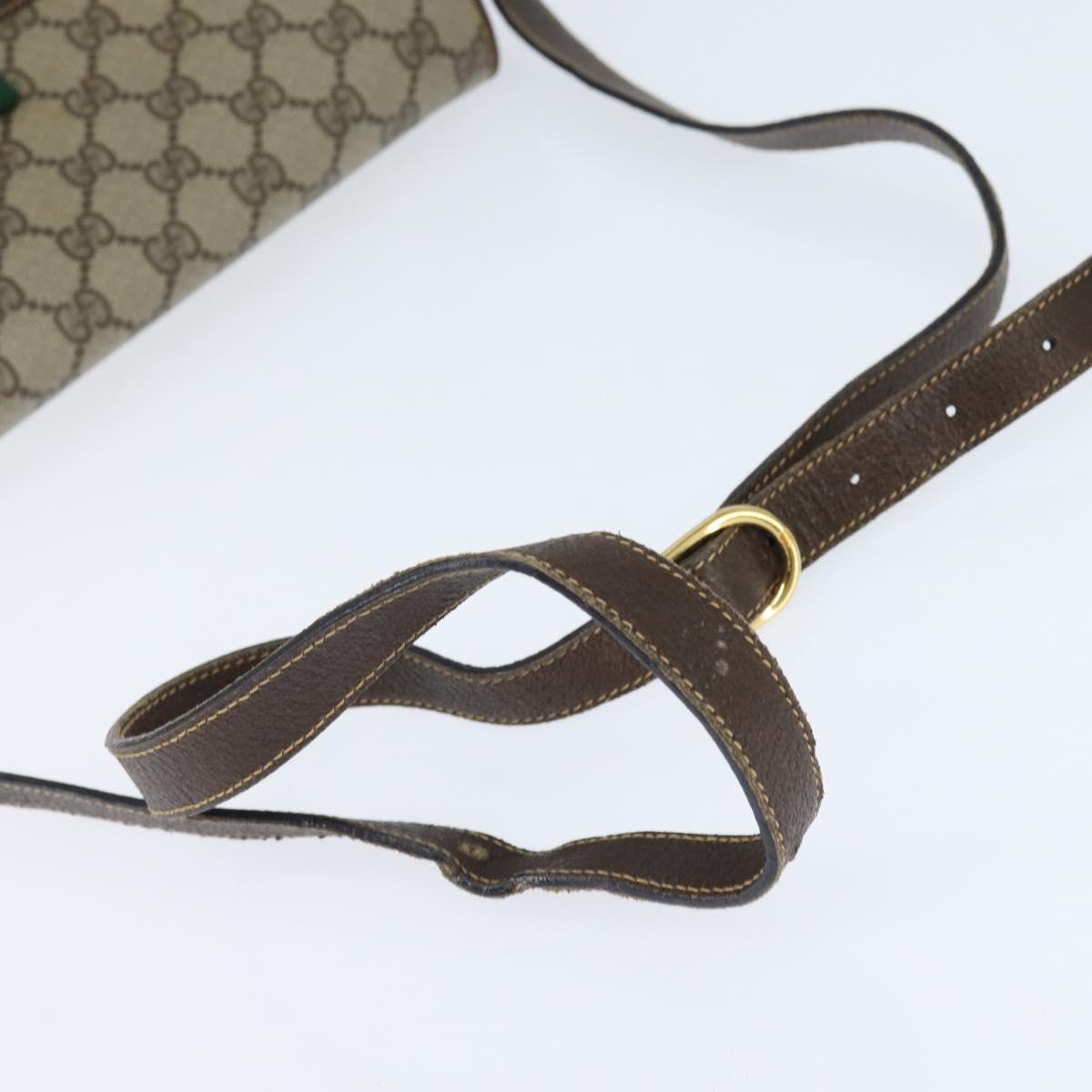 GUCCI GG Supreme Web Sherry Line Bag PVC Beige Gold 904 02 084 Auth 150380