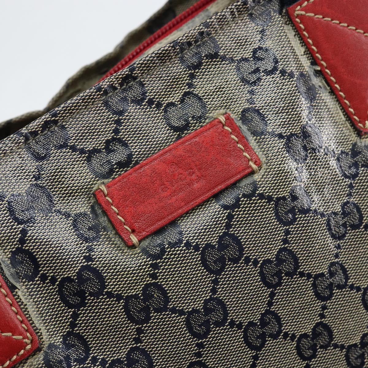 GUCCI GG Crystal Tote Bag Coated Canvas Navy Gold 131233 Auth 150381