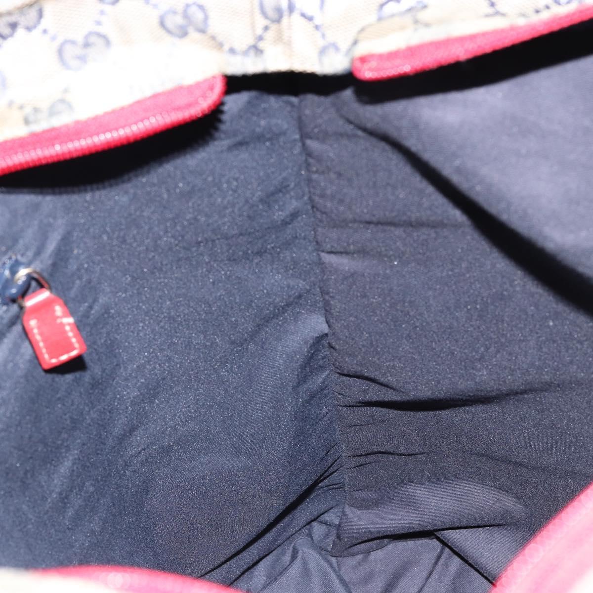 GUCCI GG Crystal Tote Bag Coated Canvas Navy Gold 131233 Auth 150381