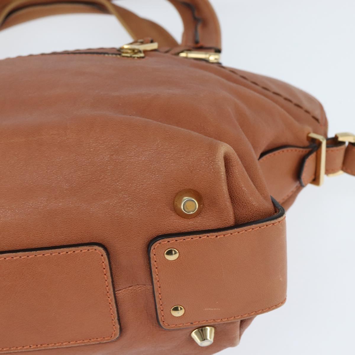 Chloe Angie Hand Bag Leather 2way Brown Gold Auth 150382
