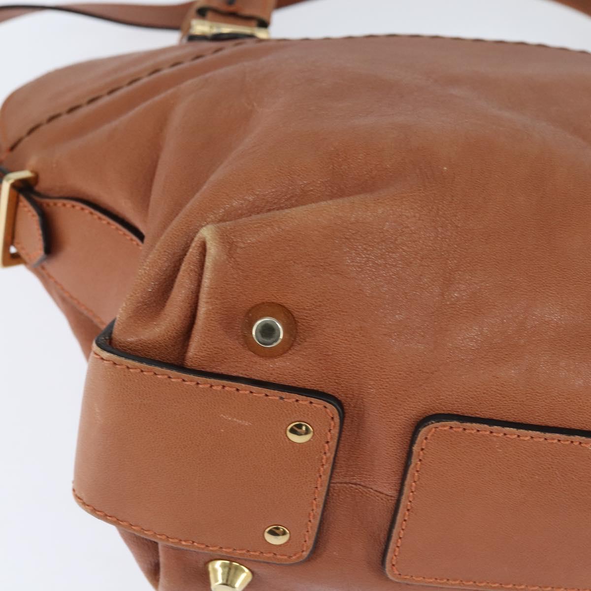 Chloe Angie Hand Bag Leather 2way Brown Gold Auth 150382
