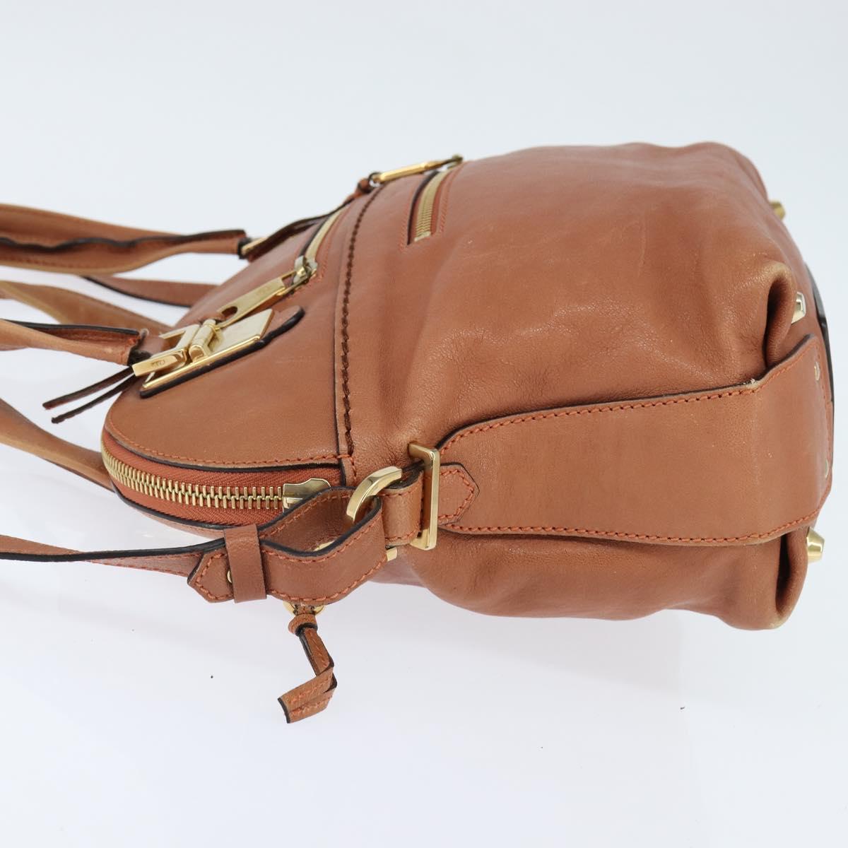 Chloe Angie Hand Bag Leather 2way Brown Gold Auth 150382