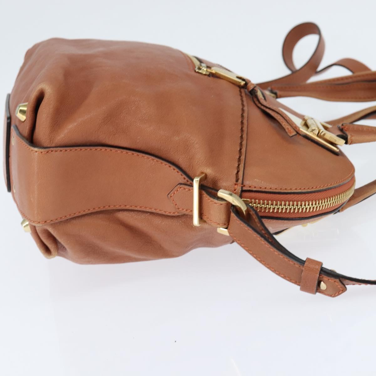Chloe Angie Hand Bag Leather 2way Brown Gold Auth 150382