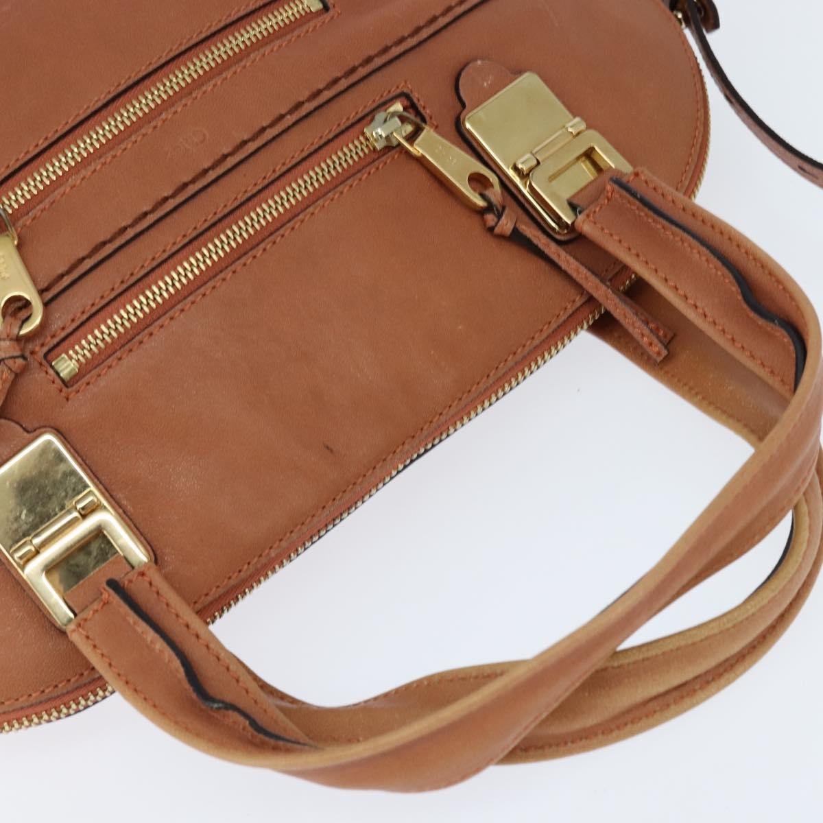 Chloe Angie Hand Bag Leather 2way Brown Gold Auth 150382