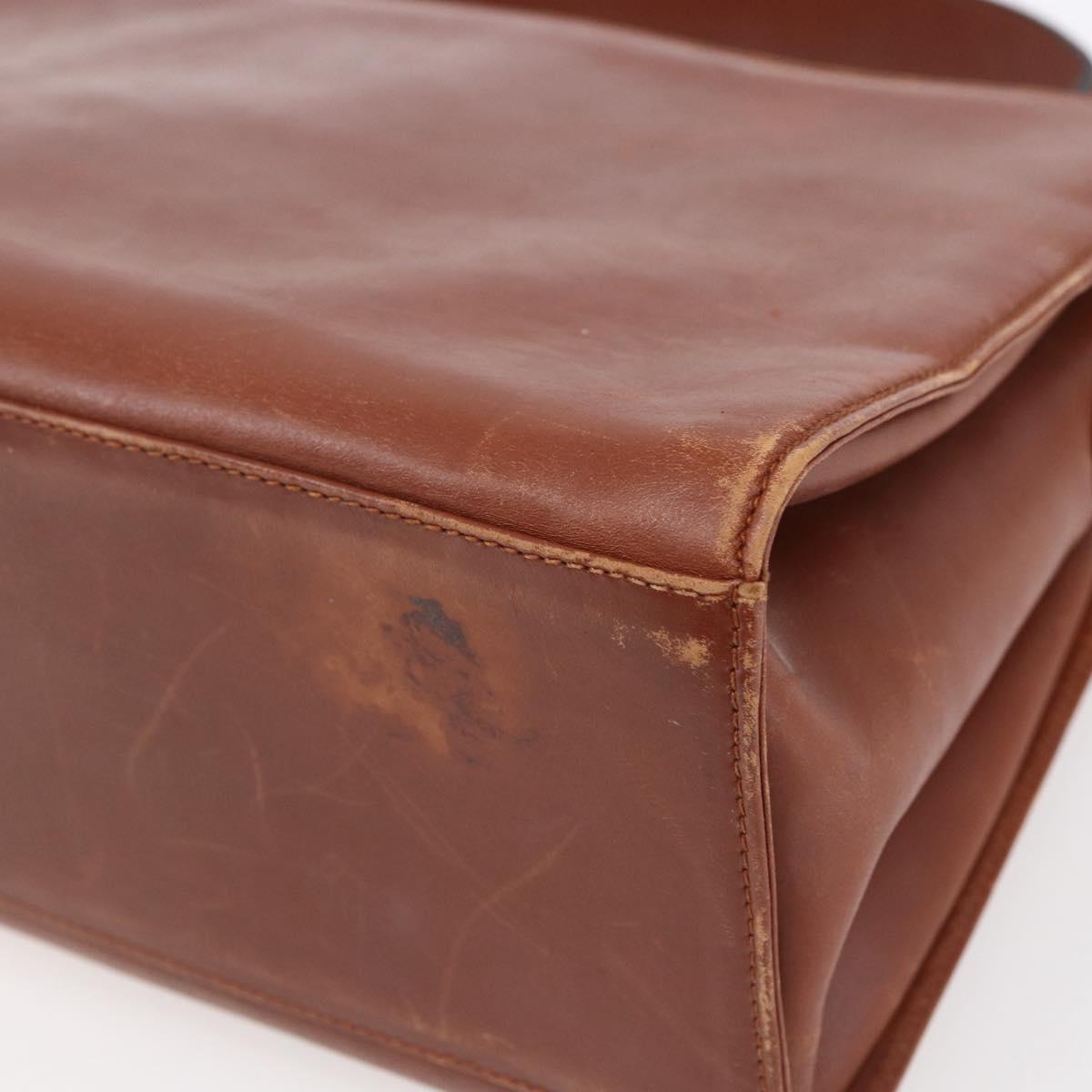 Salvatore Ferragamo Gancini Hand Bag Leather Brown Gold Auth 150384