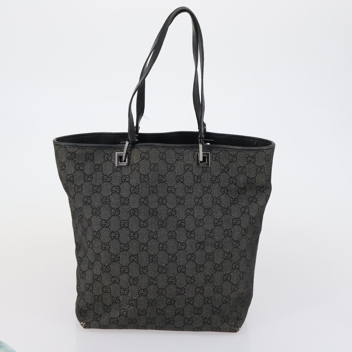 GUCCI GG Canvas Tote Bag 2 Set Light Blue Black Auth 150393