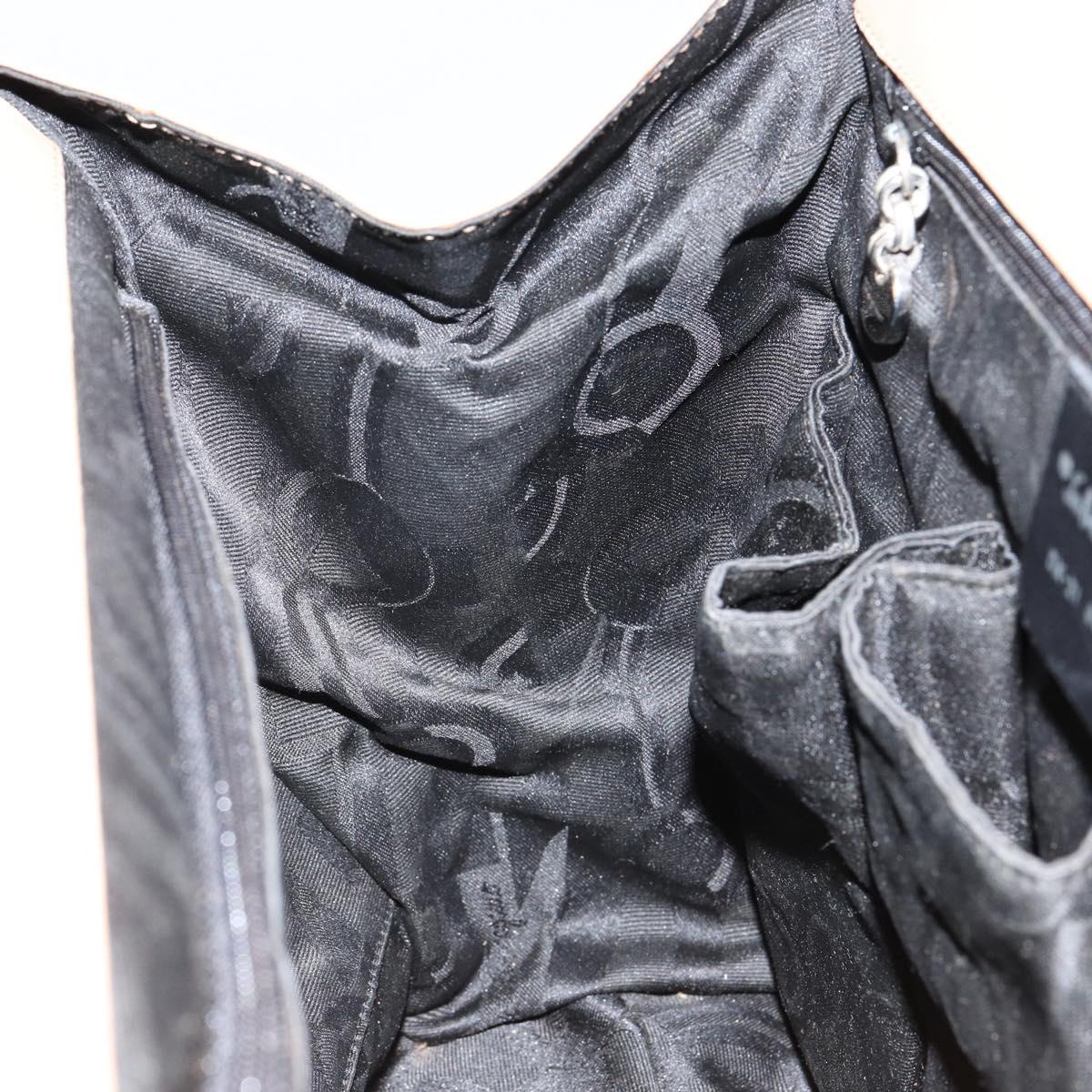 Salvatore Ferragamo Gancini Hand Bag Leather 2way Beige Silver Auth 150400