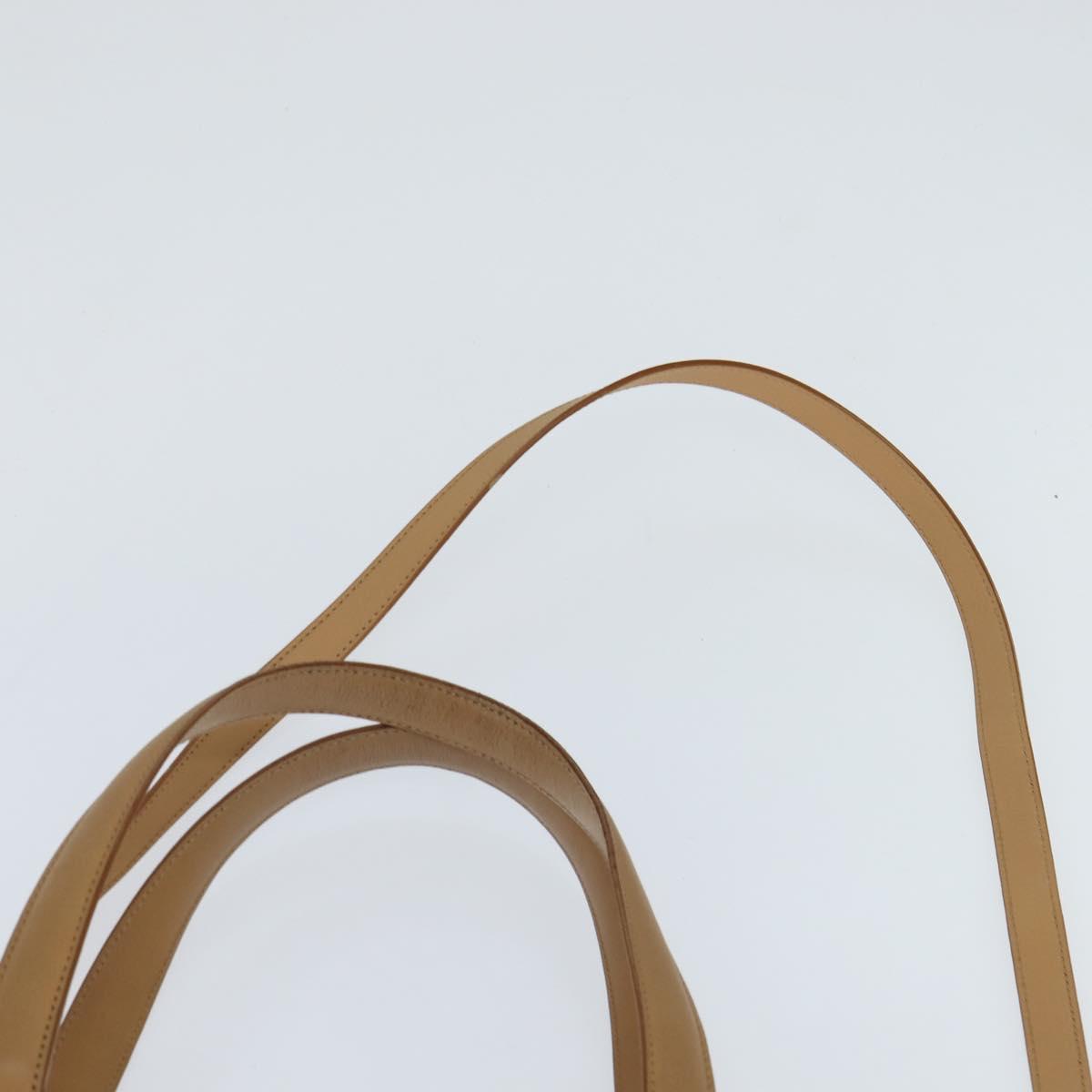 Salvatore Ferragamo Gancini Tote Bag Leather 2way Beige Gold Auth 150401