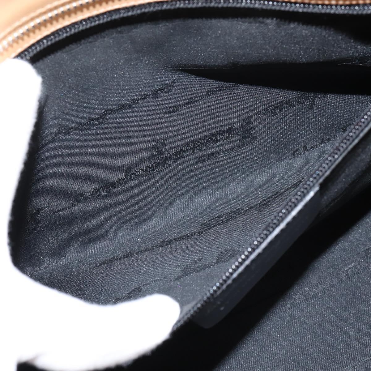 Salvatore Ferragamo Gancini Tote Bag Leather 2way Beige Gold Auth 150401