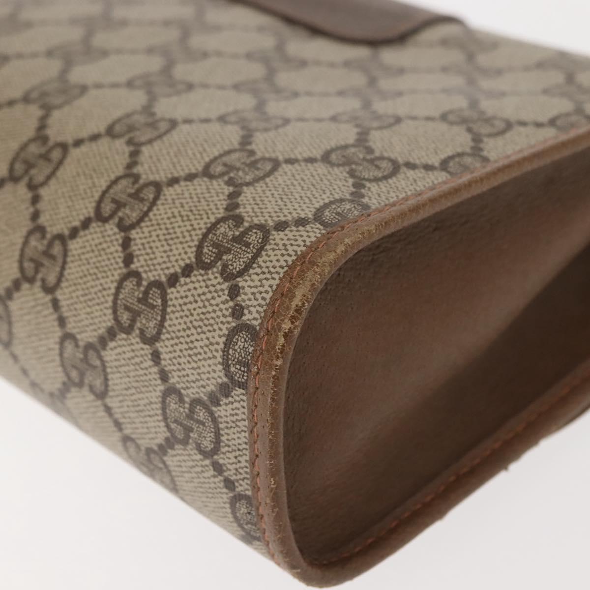 GUCCI GG Supreme Web Sherry Line Clutch Bag PVC Beige Gold 89 01 030 Auth 150407