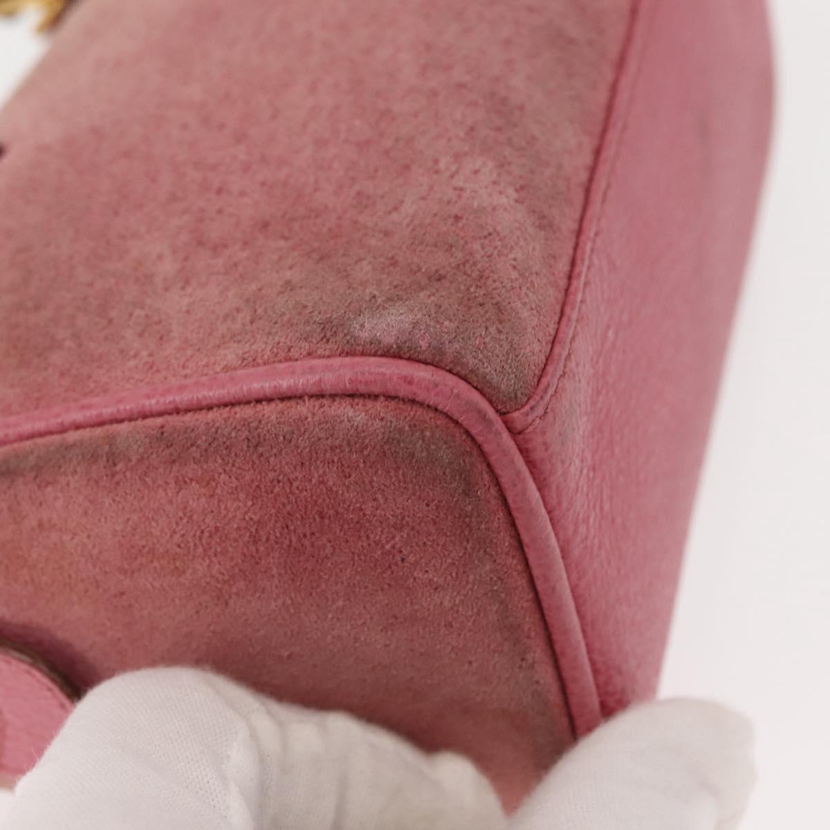 GUCCI Bamboo Mini Boston Bag Suede Pink Gold 007 122 0232 Auth 150408