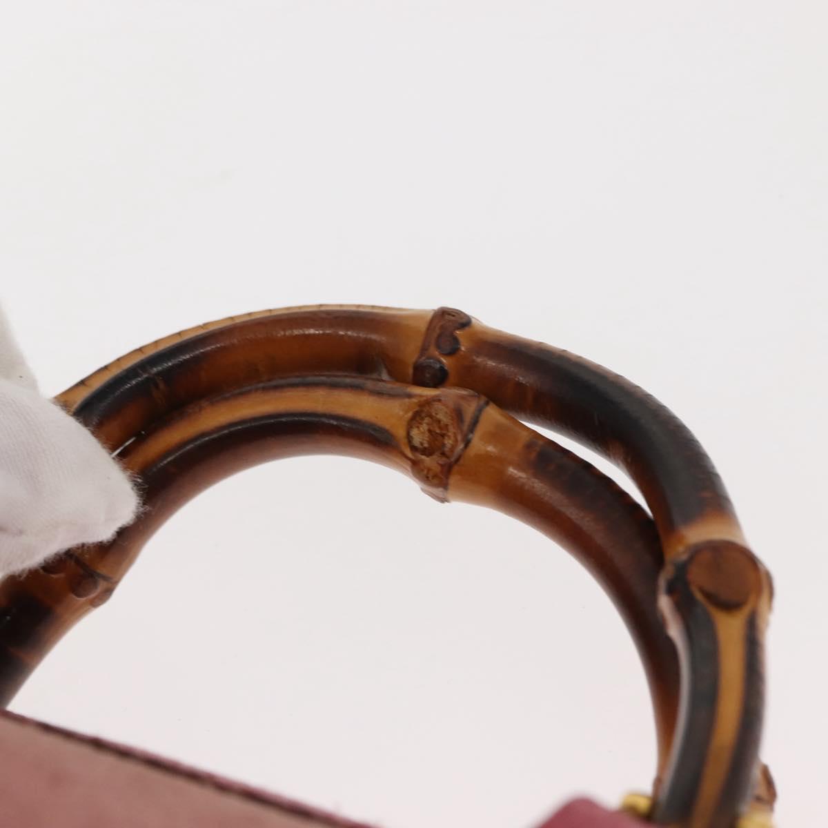 GUCCI Bamboo Mini Boston Bag Suede Pink Gold 007 122 0232 Auth 150408