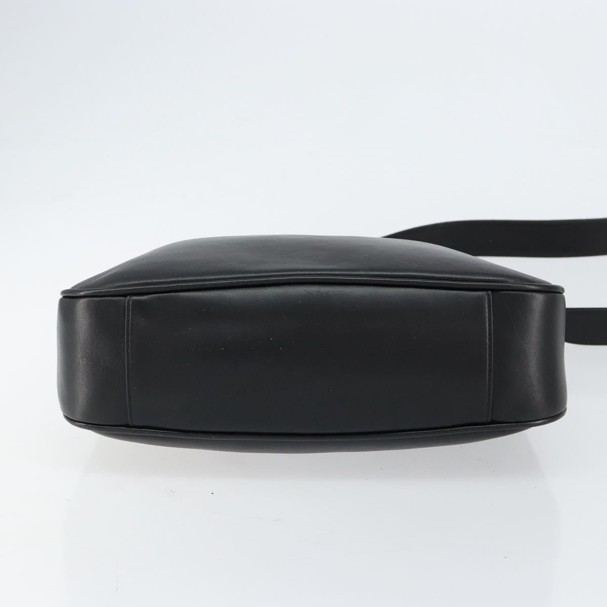 GUCCI Bamboo Shoulder Bag Leather Black Gold 001 3166 Auth 150409