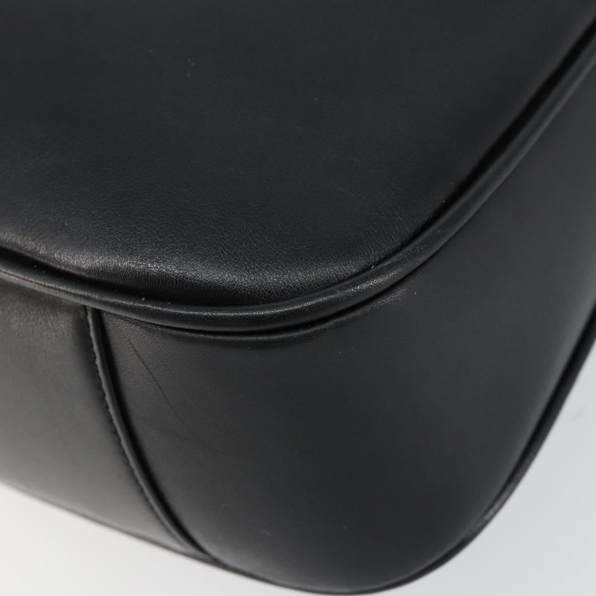 GUCCI Bamboo Shoulder Bag Leather Black Gold 001 3166 Auth 150409