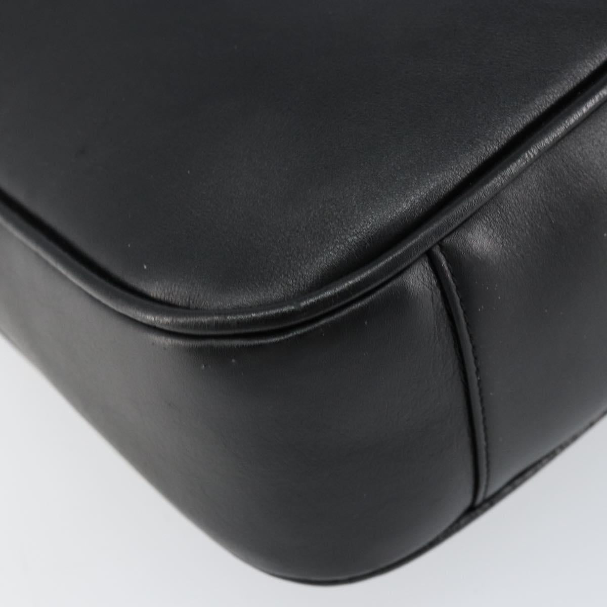 GUCCI Bamboo Shoulder Bag Leather Black Gold 001 3166 Auth 150409