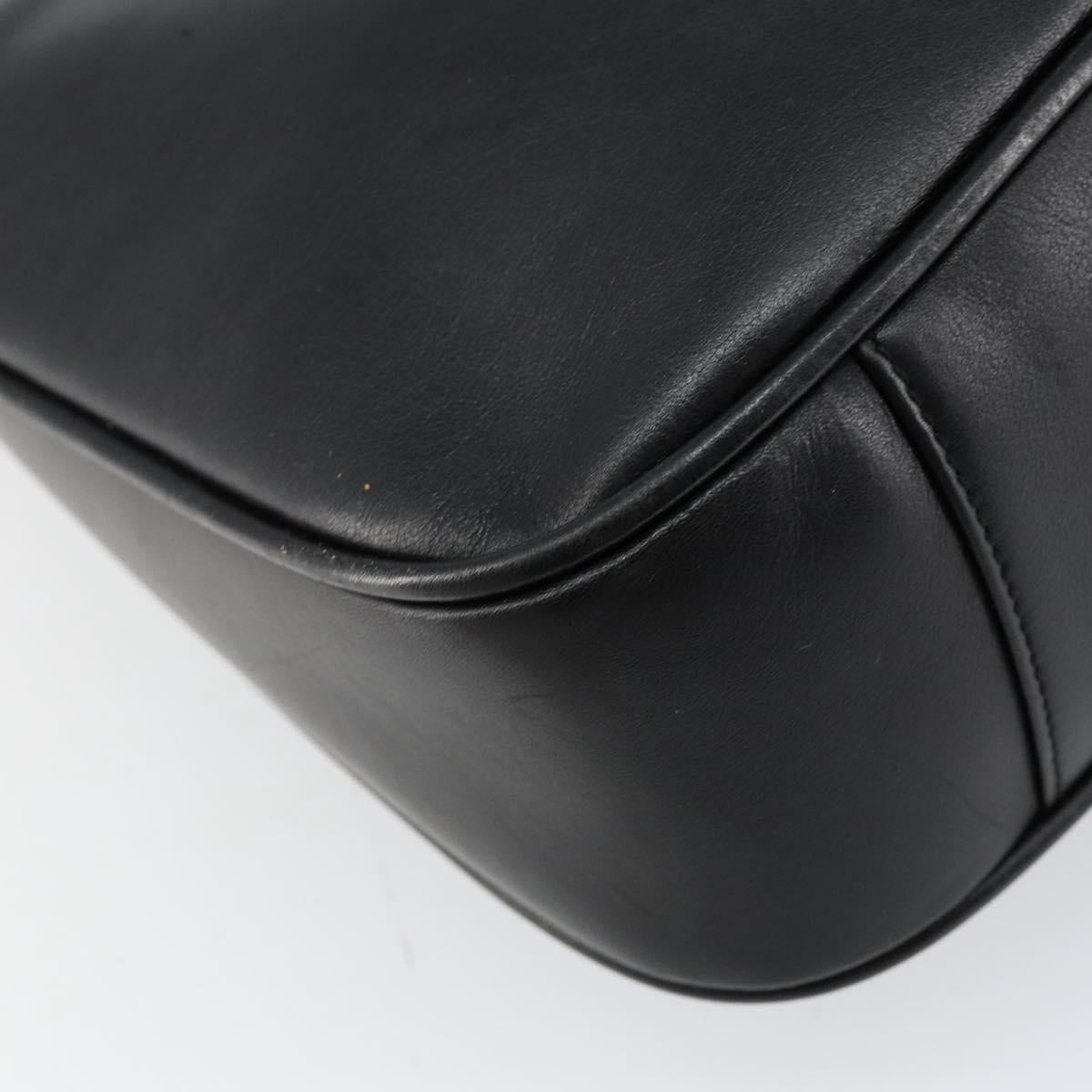 GUCCI Bamboo Shoulder Bag Leather Black Gold 001 3166 Auth 150409