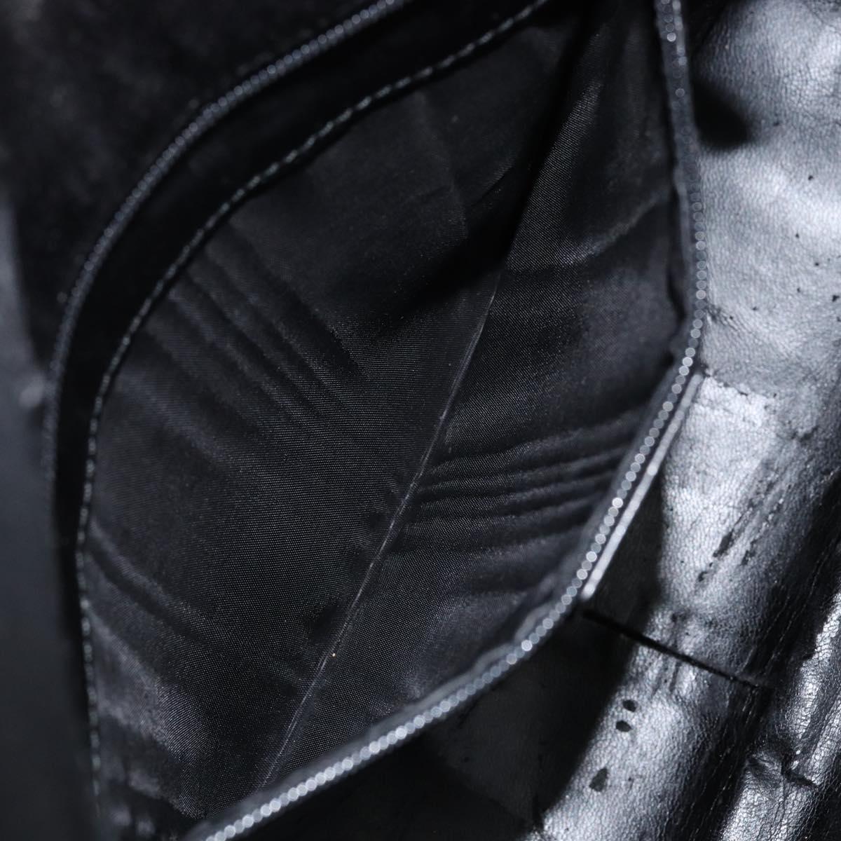 GUCCI Bamboo Shoulder Bag Leather Black Gold 001 3166 Auth 150409