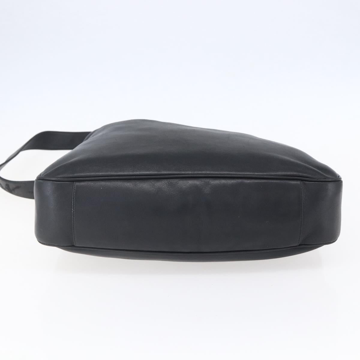 GUCCI Bamboo Shoulder Bag Leather 2way Black Gold 001 1998 1577 Auth 150410