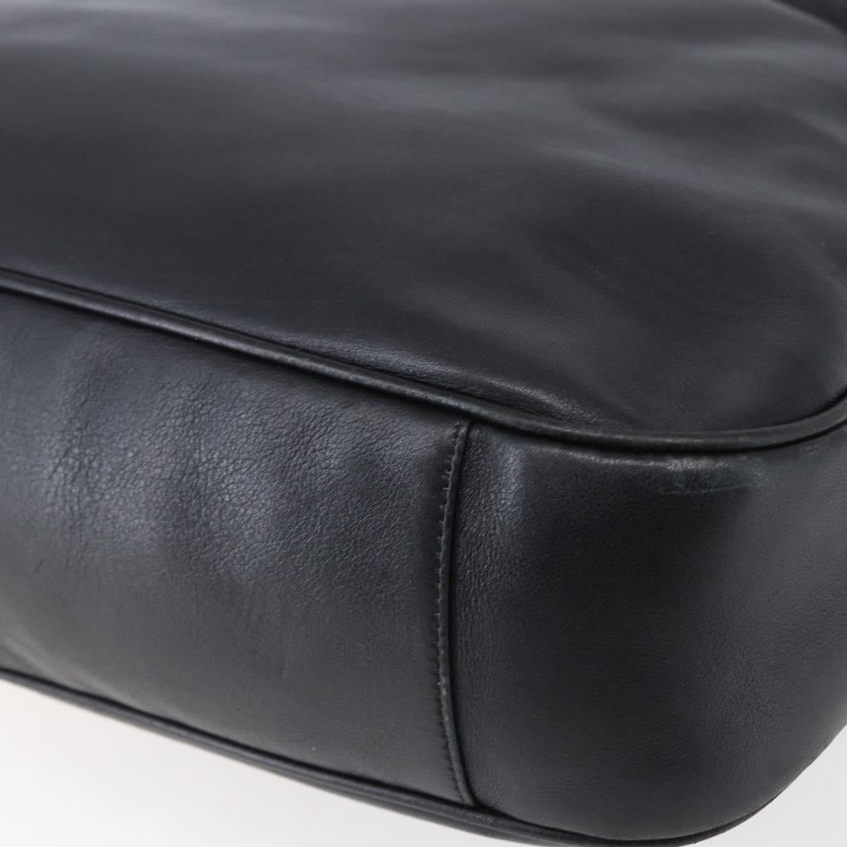 GUCCI Bamboo Shoulder Bag Leather 2way Black Gold 001 1998 1577 Auth 150410