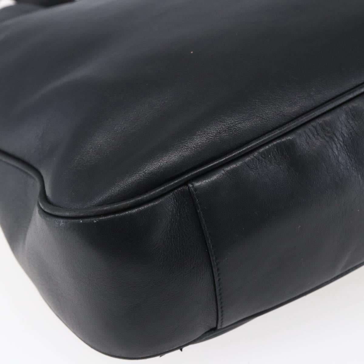 GUCCI Bamboo Shoulder Bag Leather 2way Black Gold 001 1998 1577 Auth 150410