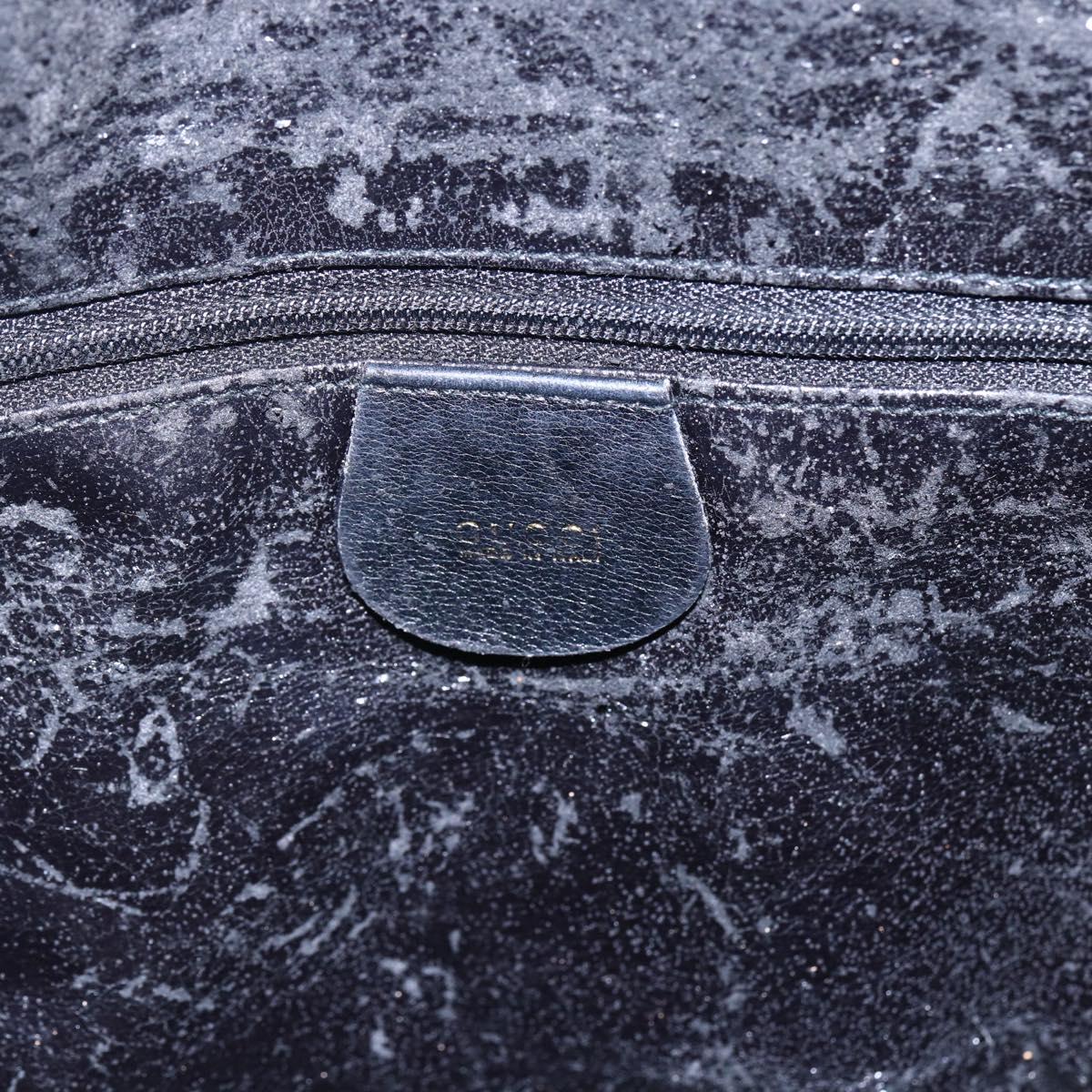 GUCCI Bamboo Shoulder Bag Leather 2way Black Gold 001 1998 1577 Auth 150410