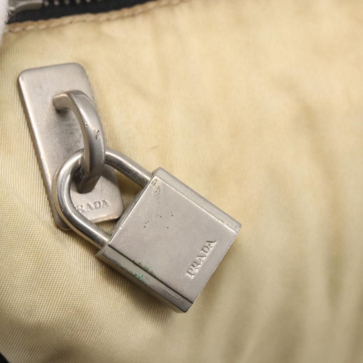 PRADA Shoulder Bag Nylon Beige Silver Auth 150411
