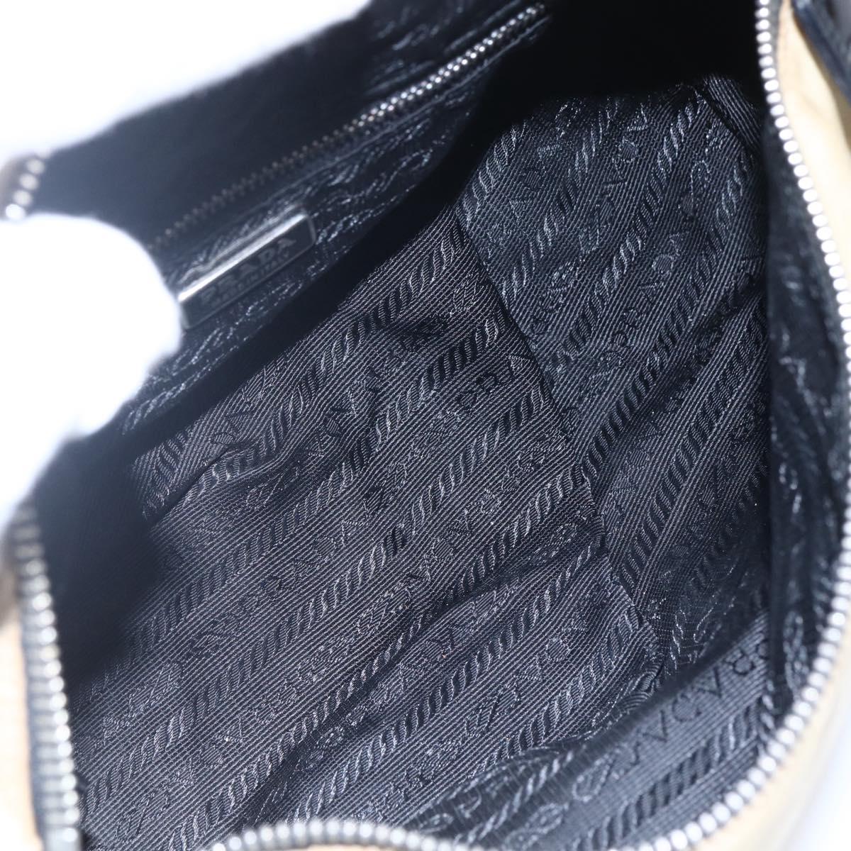 PRADA Shoulder Bag Nylon Beige Silver Auth 150411
